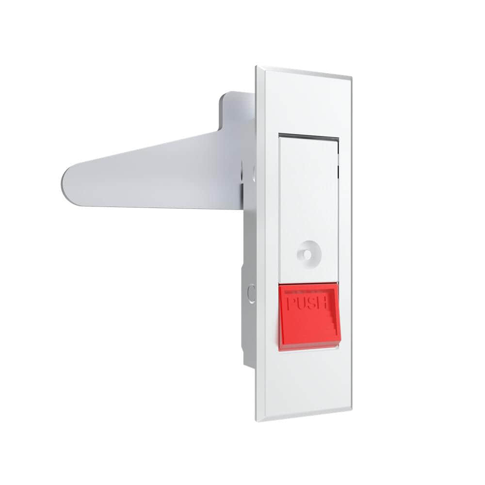 A-1111-20 | Plane lock, left and right universal, red button press open, handle pop out, zinc alloy, electroplating, bright