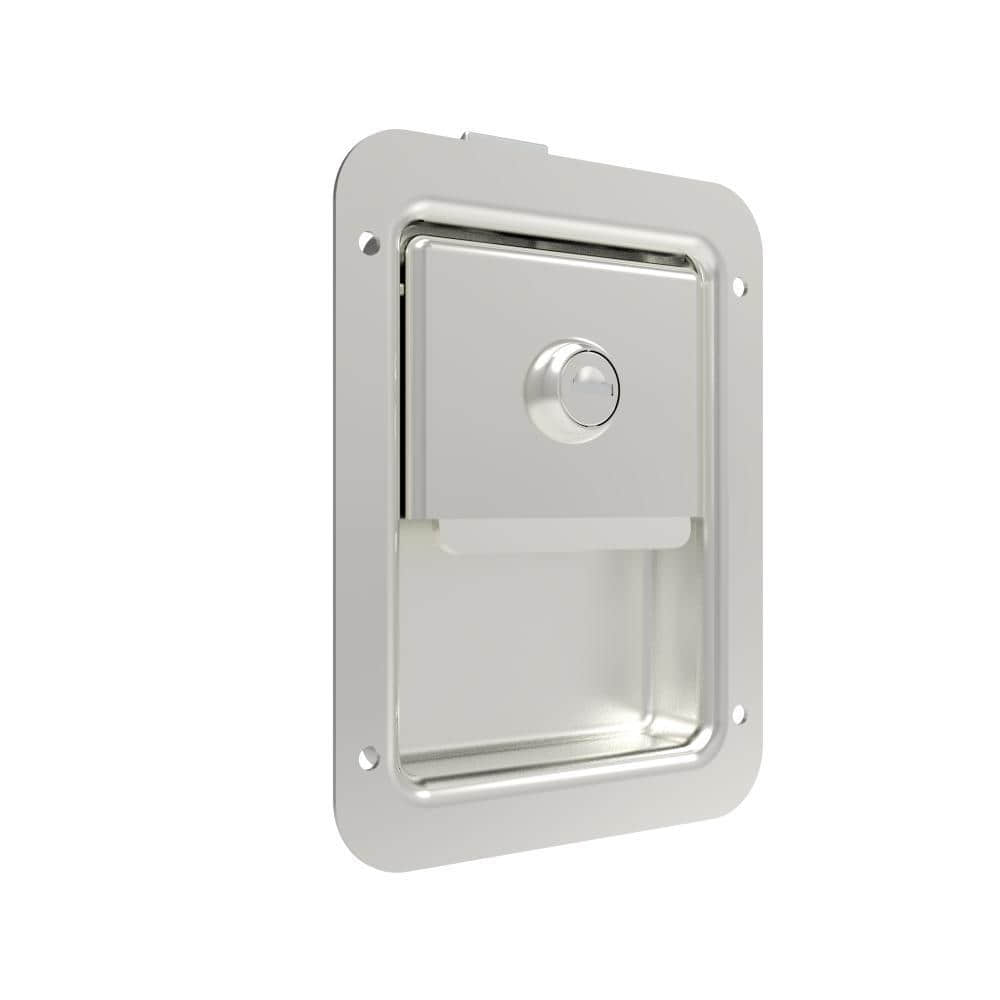 B-1509-10-A1 | Paddle latch, large size, key lock, rivet mount, stainless steel, polished finish