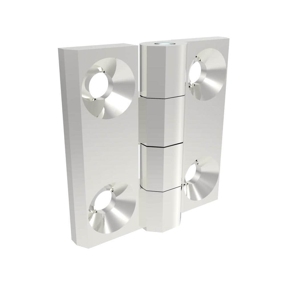 H1-2101-400-A1 | Surface Fixed Hinge, 40x40mm, M4 countersunk screw mount, Stainless Steel, brushed polished, bright